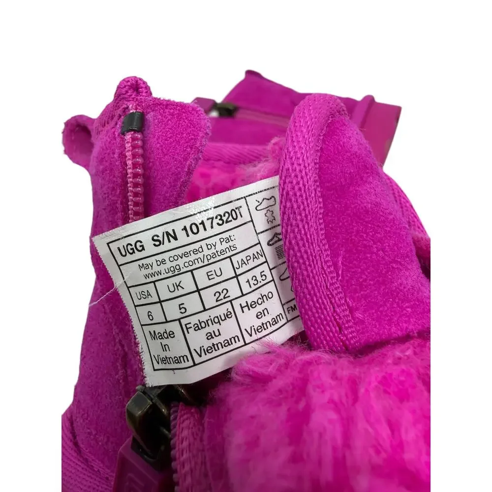 UGG Neumel II Toddler Boots Pink Fuchsia Suede Lace Up Zip Kids Size‎ 6